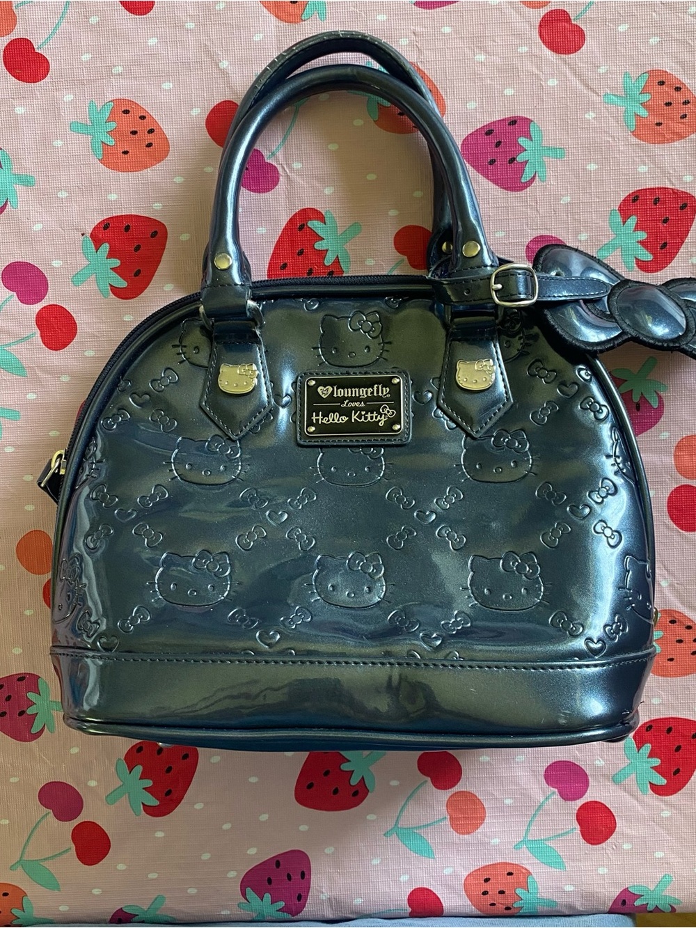 Loungefly Hello Kitty Patent Satchel – Deep Navy